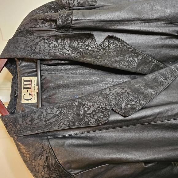 G-III Stylish Black Leather Blazer Jacket for Women Vintage 1980s - Picture 6 of 10
